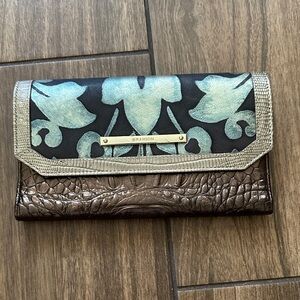 Brahmin Black and Brown Floral Clutch